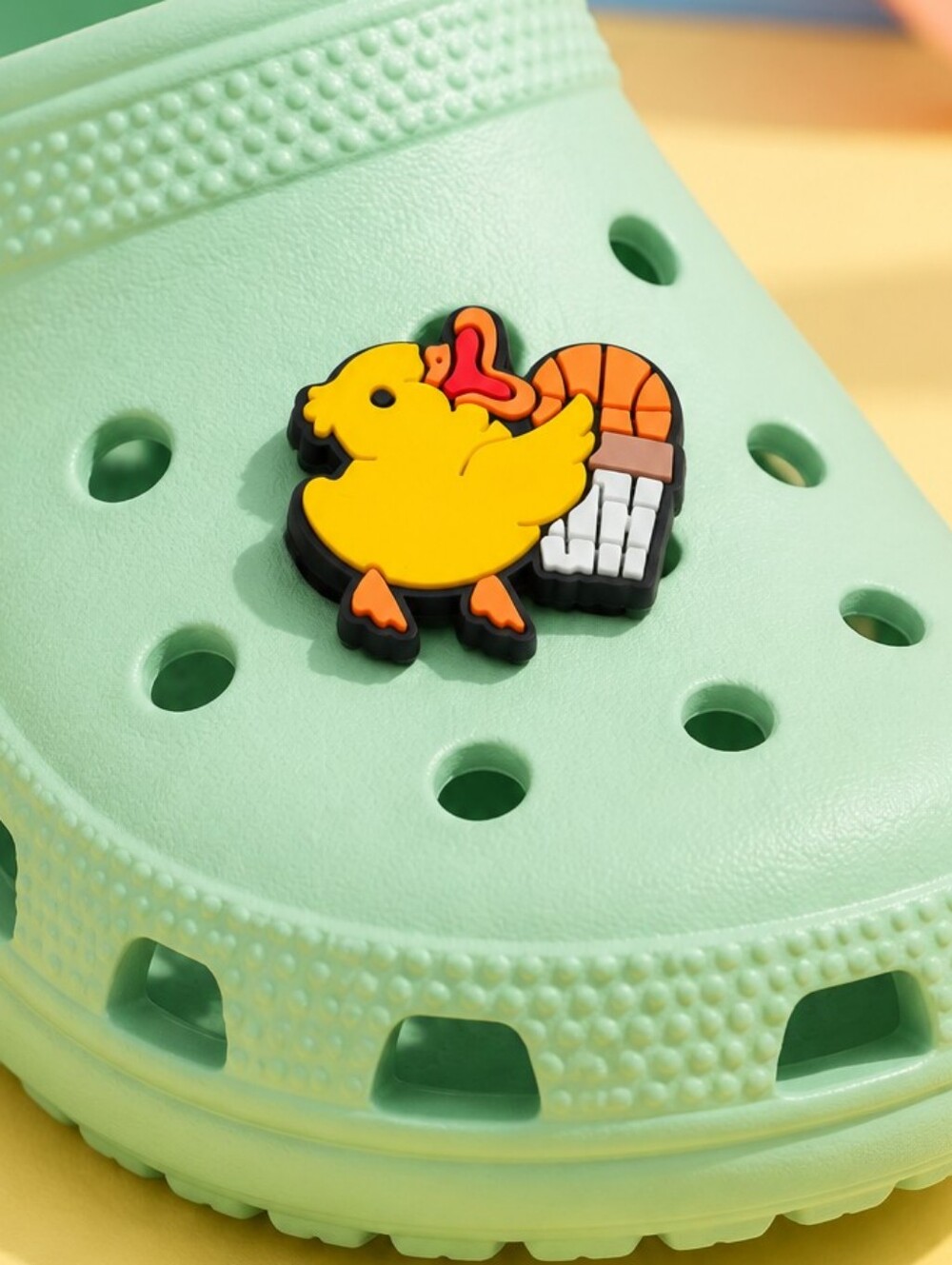 Basketball Duck Croc Shoe Charm Yellow Sports Player Ball Game Day Jibbitz Style